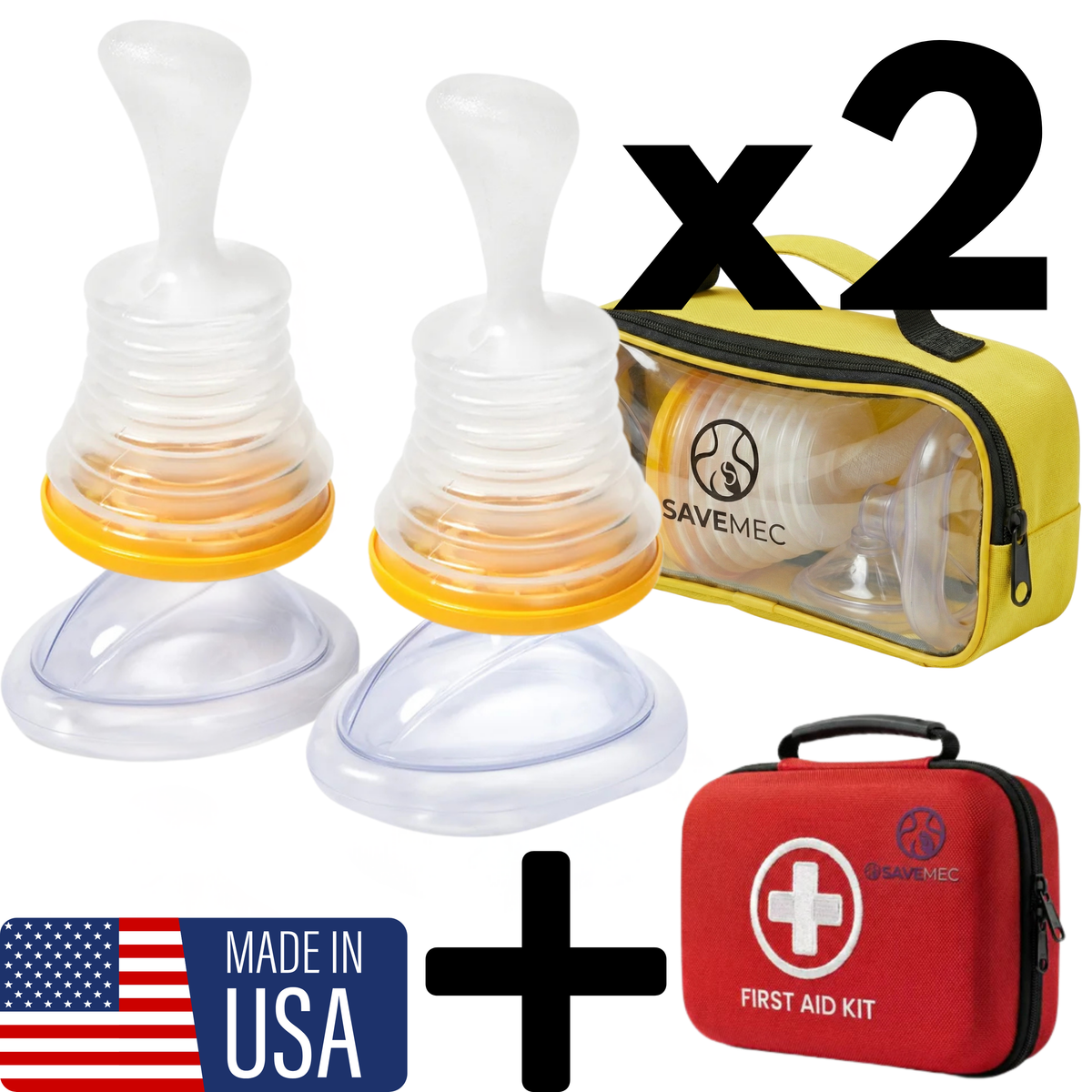 SaveMec Anti Choking Device x2 + First Aid Kit Bundle